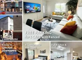 438 Comfortable 4BR Heart Downtown SJ central AC SJSU