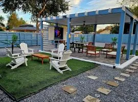 A charming villa with a spectacular pergola and patio