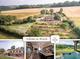 L'Écrin du Puech - Piscine chauffée, spa, salle de sport, vue panoramique