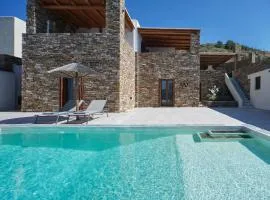 Stone villa with a sea water swimming pool and a sea and sunset view