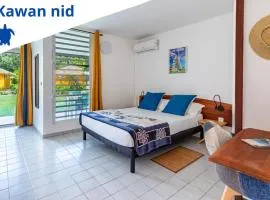 KAWAN NID -Studio Cosy à 200m de la Plage avec Piscine et Jardin privé pour un séjour détente au cœur de Marie Galante