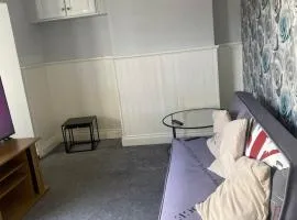 1 double bed house and sofa bed with a garden