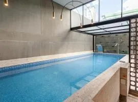 Luxury ultramodern in club house building with poolspa