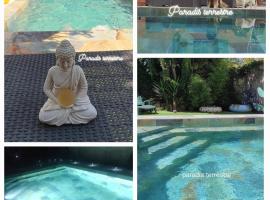 Paradis terrestre sud de la France, avec sa piscine bali privée, clim, jardin, animaux admis,5 mn autoroute，位于Toulouges的酒店