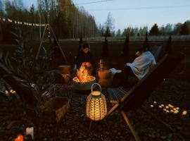Nordic Eco Retreat with Sauna, Firepit and Slow Living，位于Kesälahti的酒店