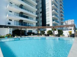 3 Hab, vista a la playa, piso alto, balcon priv, bbq, parqueo