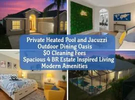 Chic 4BR,Heated Pool,Jacuzzi & Dining Oasis near Disney & Legoland