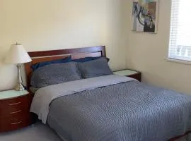 Spacious and bright bedroom with private bathroom