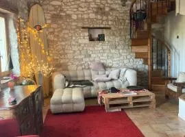 Stone house, terraced garden and pool