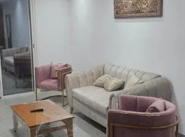 two-bedroom apartment with a living room, kitchen and balcony