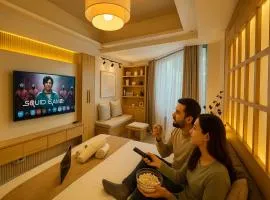 Japandi Style Studio for Couples with Netflix, Karaoke & Boardgames