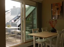 Top floor - view & balcony in Oslo city center，位于奥斯陆的带停车场的酒店