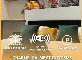 L'Oiseau du paradis, entre gare et centre ville, rez-de-chaussée, avec terrasse et parking privé
