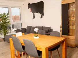 Moderne 3 Zimmer Wohnung Panorama mit großem Balkon für 4Personen inklusive Wifi und Parkplatz