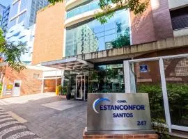 Flat Estancofor Santos na Quadra da Praia com Vista do Mar