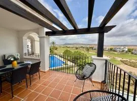 Chic apartment with lovely terrace, pool & golf view