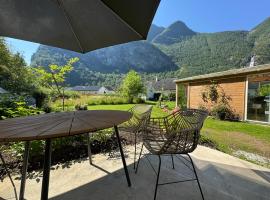 Flåm Tinyhouse with a Waterfall View，位于弗洛姆的酒店