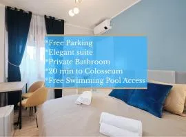 Elegant and cozy room with AC Swimming pool Free parking Subway station 2 min walking