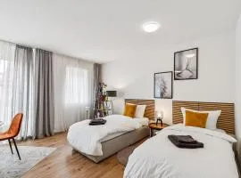 Gelbe Koffer - Comfort Family & Business Apartment in Neunkirchen - 2 SZ - Self-Check-in - WLAN 250 Mbit - Parkplatz - Balkon - Badewanne - bis zu 5 Pers