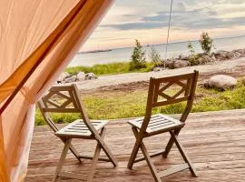 Private Sunset Off-grid tent with outdoor wc and cold shower