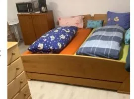 Doppelzimmer mit neuem Bad und Sportpool-Nutzung außen, Villa Naturpark, Garten mit Rheinblick