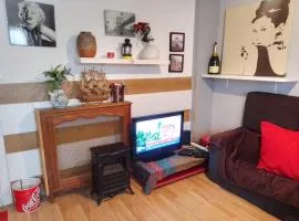 GuestHouse Familial de 42m2-jusqu'à 4 personnes-Rez de Chaussée-Vues sur Rue et Patio Privé Ombragé - Séjour,Chambre séparée,Cuisine,Salle de Bain,Lit double et 2 canapés lits dépliants-Entrée côté Rue Berzélius-300 m du Métro Brochant lig13- bus 31,54,74