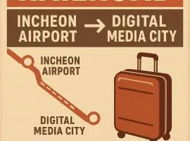 Queen Bed 5 #10 people # Airport Railway Station # Triple Station # Hong dae # seoul #3room # DMC # bnb