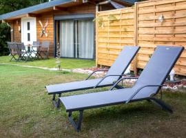 Le Chalet des Pins avec Spa et Sauna - Terrasse - Parking - Clim - Wifi，位于Sanchey的木屋