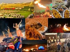 Open Sky Overnight Campsite in Desert Safari Buffet BBQ Entertainments Drinks Bone Fire 4x4 Dune Bashing