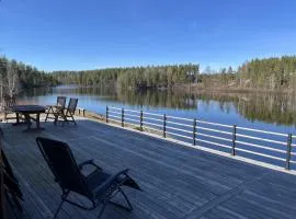 Newly built log cabin on a lakeside plot near Hultsfred