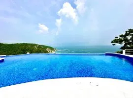 Bungalow frente a la playa estrene alberca nueva con increíble vista infinita al mar, 8 hermosas playas cercanas, terraza con cama de playa, espectacular vista al inmenso océano pacífico, 2 kayack disponibles, nómadas digitales Starlink WiFi 224 mbps