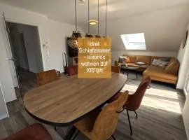 Ferienhaus Höckelheim - FeWo Sternenhimmel - 100qm - 3 Schlafzimmer - bis 6 Gäste - Babies reisen gratis - Balkon, Garten & Grill - Klimaanlage, Raffstores & Fußbodenheizung - Smart-TV - Küche mit Induktionsherd & Spülmaschine - nahe Göttingen