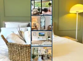 HyggeLiving - DELUXE - 90qm - Balkon - Gartenblick - 55 Zoll TV - Boxspringbetten - Hunde - Kinder - Fahrradkeller