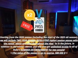 Ruka Star, 2 x Allround pass, linen&towels, E-car char-ger, Final clea-ning, all included!，位于鲁卡的度假村