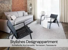 HexenburgbeiDresden mit Faßsauna Stylishes Designerappartement mit Schlafsofa, Terrasse - Nähe Sächsische Schweiz Dresden