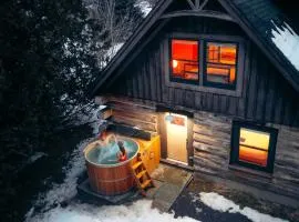 Boutique Log Cabin & Two Guest Cabins, Hot Tub, Sauna, Swimming Hole, near Whiteface