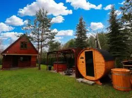 Całoroczny, drewniany domek przy lesie