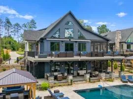 Luxe Lakefront Lodge w Pool Hot Tub Theater Private Dock Sleeps 22