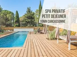 Les Gîtes de Laure - L'Eden Romantique, B&B, Spa privatif et Petit Déjeuner, Couloir de nage, 10mn Carcassonne