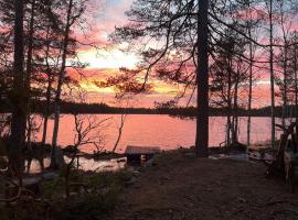 Lake cabin with rowing boat，位于Norberg的酒店