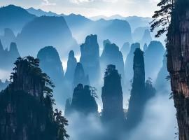 Zhangjiajie Southgate Flower Garden Lodge at the Park Entrance，位于张家界的木屋