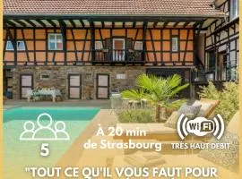Charme alsacien avec piscine, proche Strasbourg et Grand Ried