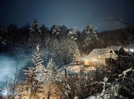 Osada Skoczkowo komfortowe domki z prywatnymi wannami hot-tub nad jeziorem- sauna- balia- prywatny staw wędkarski，位于Podiazy的Spa酒店