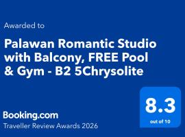 Palawan Romantic Studio with Balcony, FREE Pool & Gym - B2 5Chrysolite，位于公主港的分契式公寓