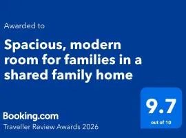 Spacious, modern room for families in a shared family home