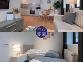 Modernes, zentrales City-Apartment am Kennedyplatz, nahe Hauptbahnhof und Limbecker Platz, lichtdurchflutete Räume