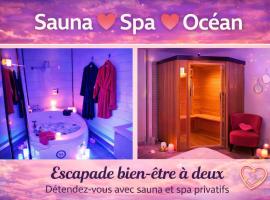 Luxe Sauna Privatif et Grand bain Jacuzzi à deux à Biscarosse Plage pour Nuit Romantique avec décoration LED et Bougies，位于比斯卡罗斯的酒店