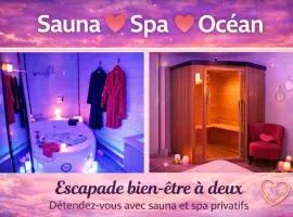Luxe Sauna Privatif et Grand bain Jacuzzi à deux à Biscarosse Plage pour Nuit Romantique avec décoration LED et Bougies