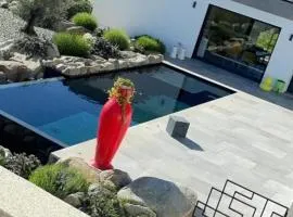 Studio équipé avec cuisine d été et piscine privée