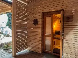 Holzhütte, Camping-POD inklusive Sauna & Frühstück, Bad & WC über die Terrasse